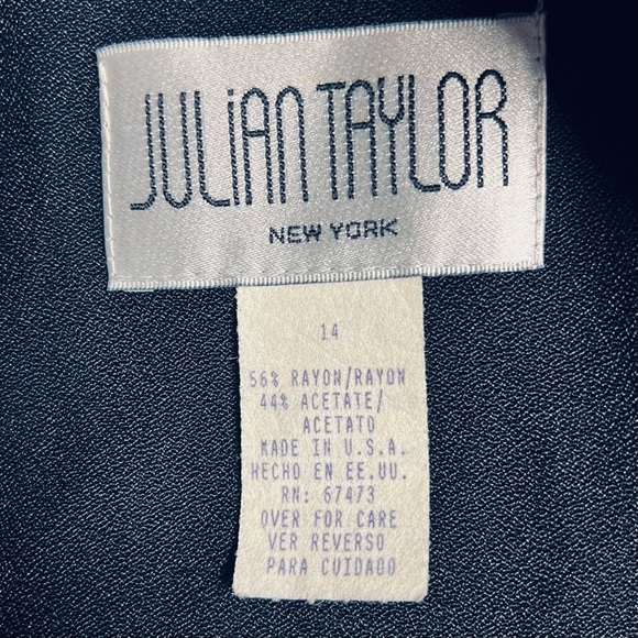 NEW (w/tag) VINTAGE Black Julian Taylor Big Shoulder Midi Dress 14 - Picture 9 of 12